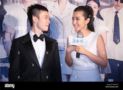 Chinese Actress Li Bingbing Right Smiles During A Premiere For The