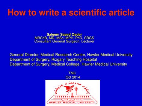 Ppt How To Write A Scientific Article Powerpoint Presentation Free