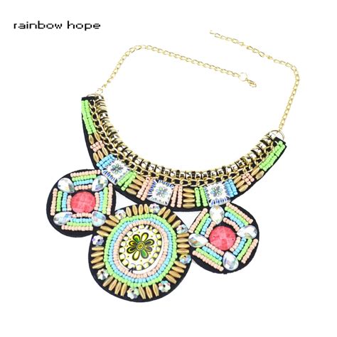 2018 Trendy Jewelry Handmade Embroidery Multicolor Bead Collares Mujer Ethnic Vintage Necklace