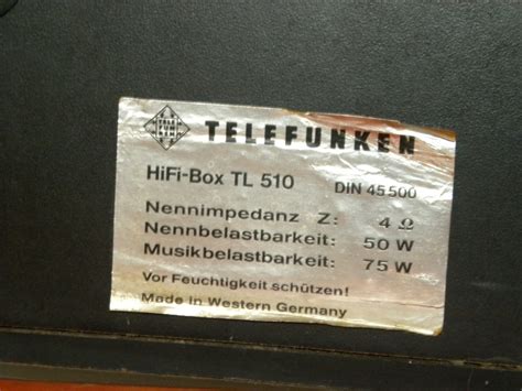 Vintage Retro Clasic Telefunken Hi Fi Box Tl510 1976 Audioweb