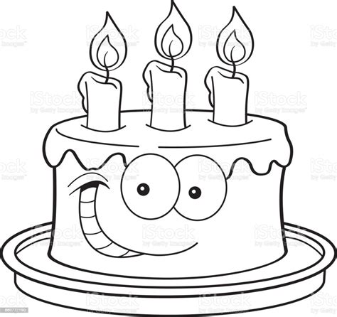 The longer you make these lines, the taller your birthday cake will be. Cartoon Birthday Cake With Candles Stock Illustration ...
