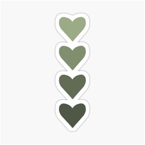 Three Green Hearts Sticker On A White Background With The Words Love