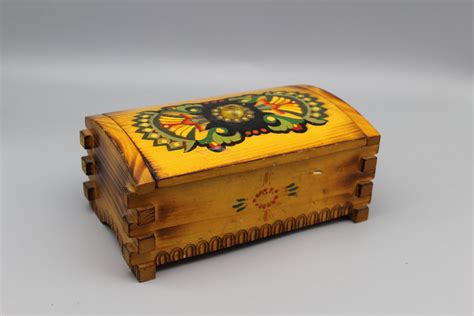 Hand Painted Box Wooden Box Vintage Keepsake Box Wooden Jewelry
