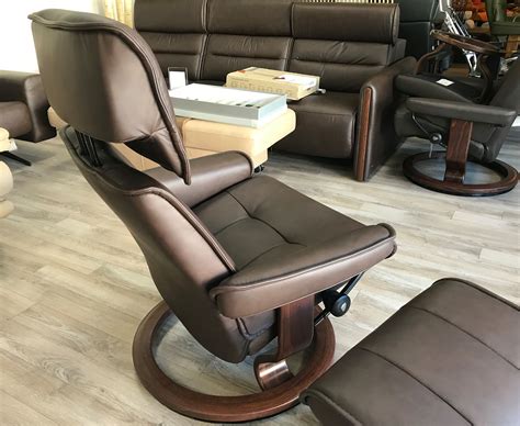 Stressless Admiral Classic Base Paloma Chocolate Leather Recliner Chair