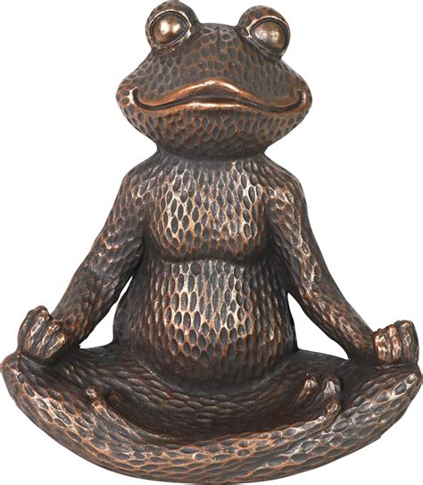 Exhart Meditating Frog Garden Statue Bronze Finish Zen