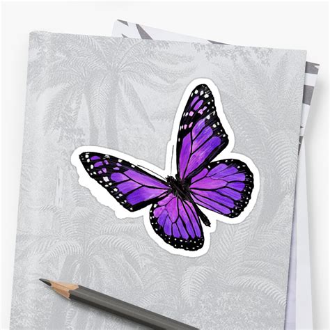 Purple Butterfly Sticker By Vikikl Redbubble