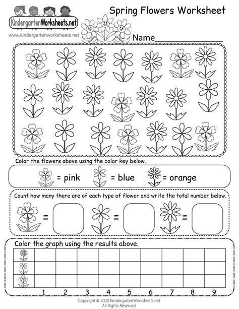 Free Printable Spring Flowers Worksheet For Kindergarten