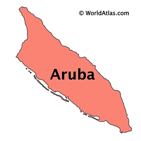 Secondary Outline Map Of Aruba Southern Caribbean Western Caribbean