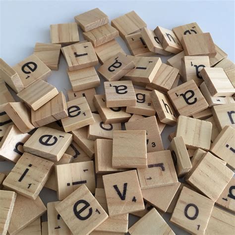Fbil 100 Wooden Alphabet Scrabble Tiles Black Letters And Numbers For