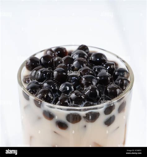 Bubble Milk Tea With Tapioca Pearl Topping Famous Taiwanese Drink On