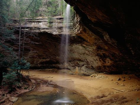 Wallpaper Waterfall Dark Rock Reflection River Cave Valley