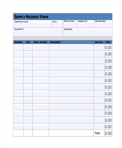 Supply Order Form Template Excel