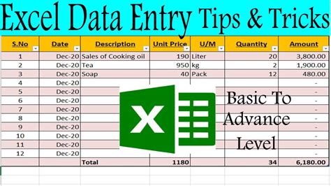 Excel Data Entry Tips And Tricks For Beginner To Advance Level Youtube