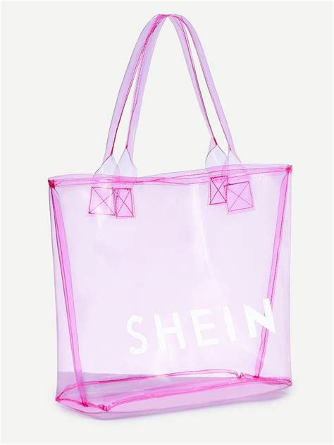 Pink Shein Print Clear Beach Tote Bag Sheinsheinside