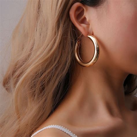 Fashion Jewelry Gold Silver Simple Lovers Circle Ear Ring Earrings For