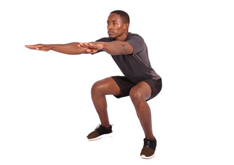 Man Doing Air Squats A Bodyweight Exercise For Legs