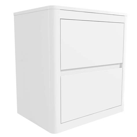 White High Gloss 2 Drawer Bedside Table With Curved Edges Lexi