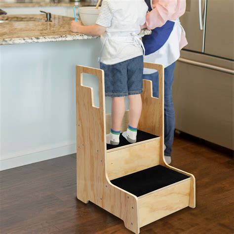 Kingso Kitchen Helper For Kids 2 Steps Stool For Toddler Wood Step