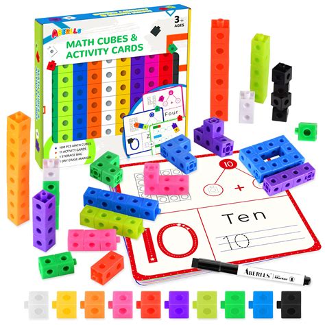 Buy Aberlls Math Cubes Manipulatives With Activity Cards Number Blocks