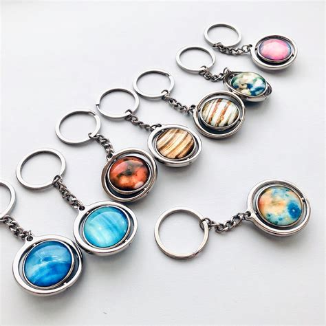 Round Metal Keychain Solar System Planet Key Ring For Space Etsy