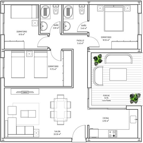 60 Square Meters House This Two Bedroom Small House Design Has A