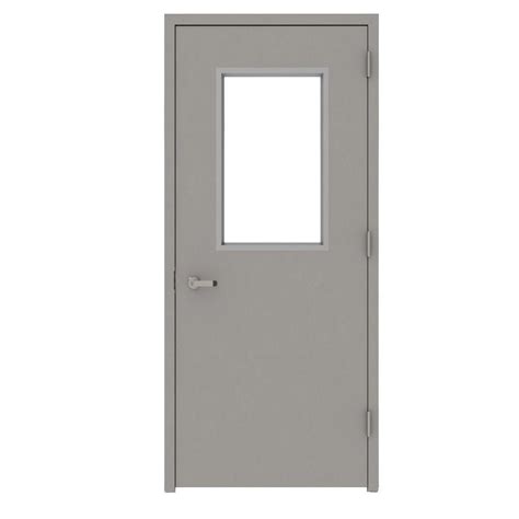 L I F Industries 36 In X 84 In Gray Vision 1 2 Lite Left Hand Steel Prehung Commercial Door