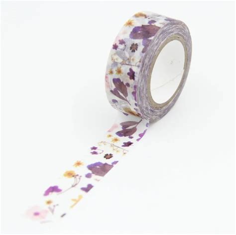 high quality beautiful purple flower washi paper masking tapes diy floral decorative stickers