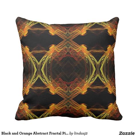 Black And Orange Abstract Fractal Pillow Pillows Decorative Throw Pillows Abstract