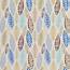 Aqua And Brown Modern Artistic Large Leaf Print Linen Upholstery Fabric