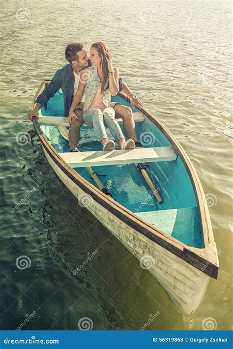 Couple In Love On The Boat Kissing Stock Photo Image Of Female