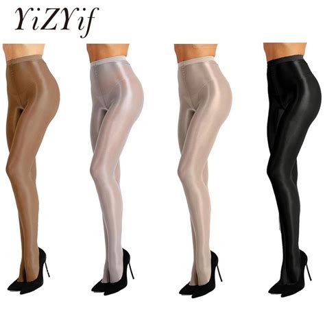yizyif women control top thickness 70d brushed stockings pantyhose silk shiny ultra shimmery