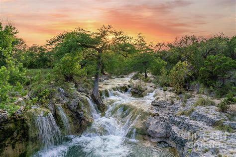 Texas Hill Country Waterfall Sunset Photograph By Bee Creek Photography