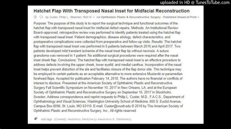 Midfacial Reconstruction Hatchet Flap With Transposed Nasal Inset YouTube