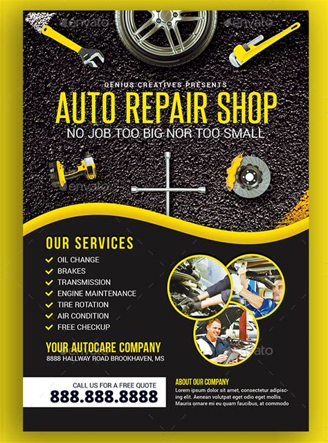 Car Repair Flyer Templates Adobe Photoshop Illustrator Formats