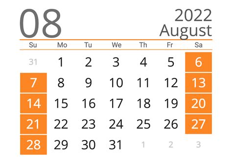 August 2022 Printable Calendar The Us — Easy Free Print