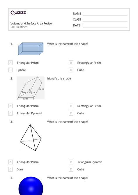 50 Volume And Surface Area Worksheets For 9th Grade On Quizizz Free
