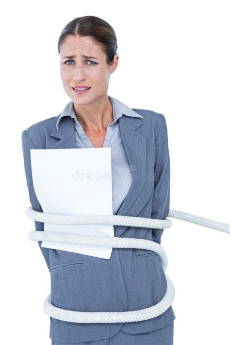 Sad Business Woman Tied Up Stock Photo Image Of Employee 17261978