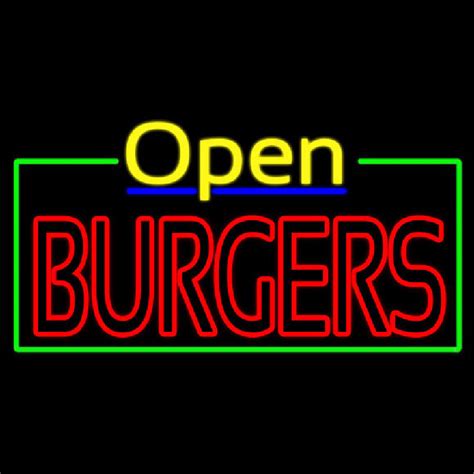 Custom Open Double Stroke Burgers Neon Sign Usa Custom Neon Signs