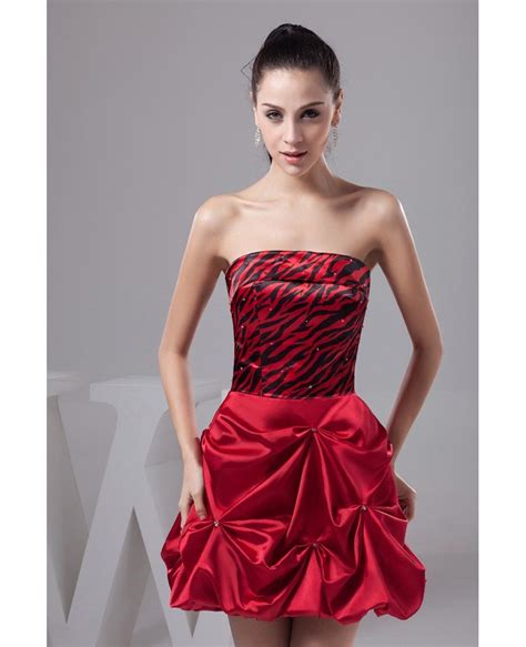 A Line Strapless Short Satin Prom Dress Op41054 1208