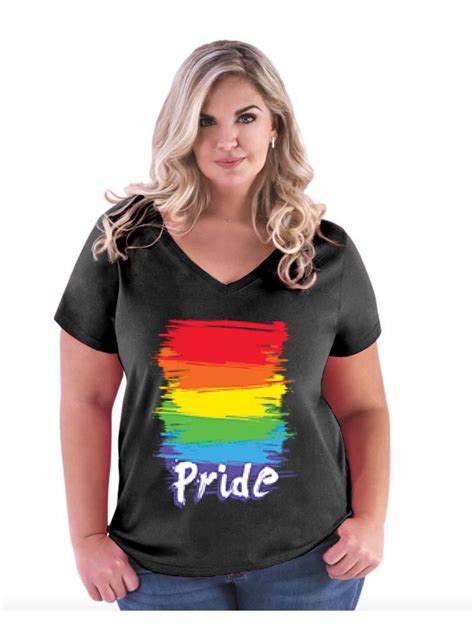 Mom S Favorite Womens And Womens Plus Size Rainbow Pride Curvy V Neck