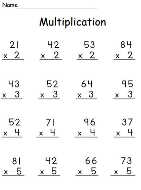 Multiplication Of Numbers Worksheet