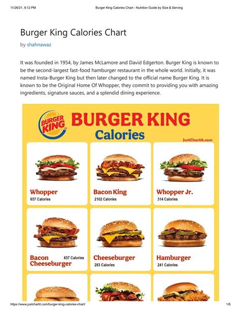 Burger King Calories Chart Justchartit By Justchartit Issuu