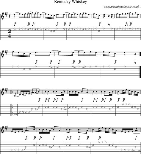 American Old Time Music Scores And Tabs For Guitar Kentucky Whiskey