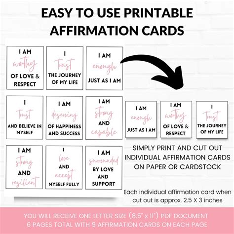 Self Love Affirmation Cards Printable Positive Affirmation Etsy Australia