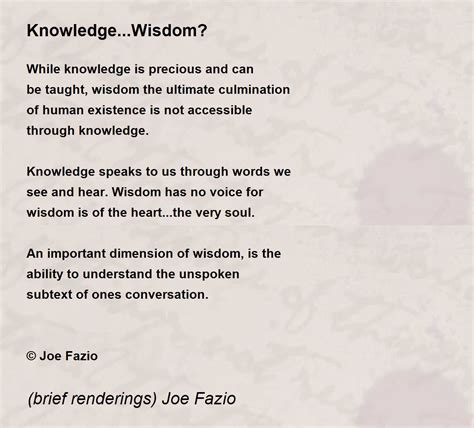 Knowledgewisdom Knowledgewisdom Poem By Brief Renderings