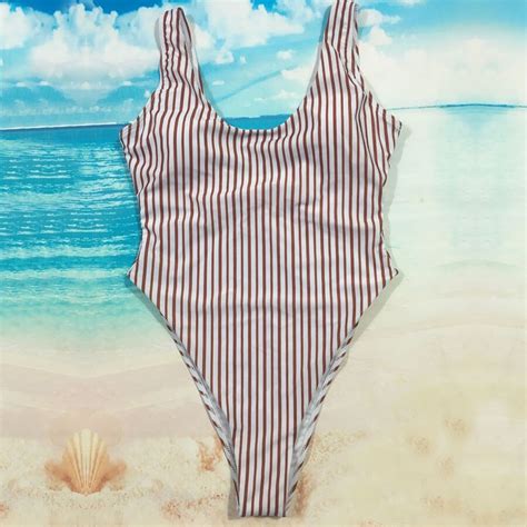 New Vertical Stripe One Piece Swimsuit Women Swimwear 2018 Striped