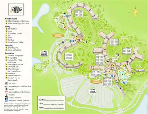 Those visiting the resort can partake in many of the resort activities. Disney Animal Kingdom Resort Map