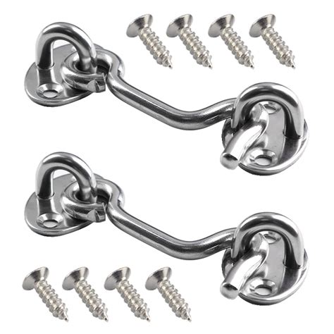 Buy 2 Pieces 3 Hook And Eye Latch With Screw Stainless Steel Window