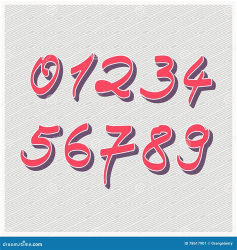 Handwritten Numbers In Retro Style Stock Vector Illustration Of Drawn