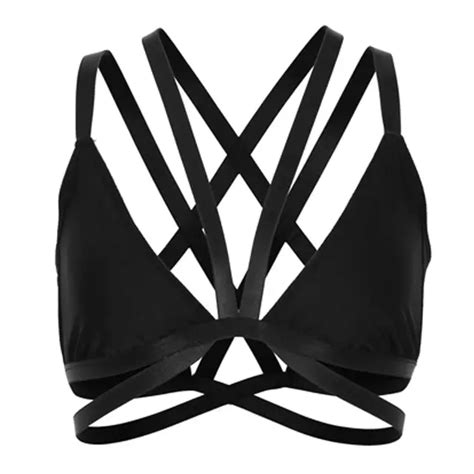 Women Lady Canis Tanks New Sexy Strappy Bralette Caged Back Black Cut Out Unpadded Bra Bralet